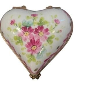 RARE Vintage & Rare Limoges France Porcelain Heart-shaped Trinket Box